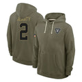 Vanessashop LV.Raiders #2 Ashton Jeanty Player Olive Salute to Service Pullover Hoodies Limited Stitched Jerseys