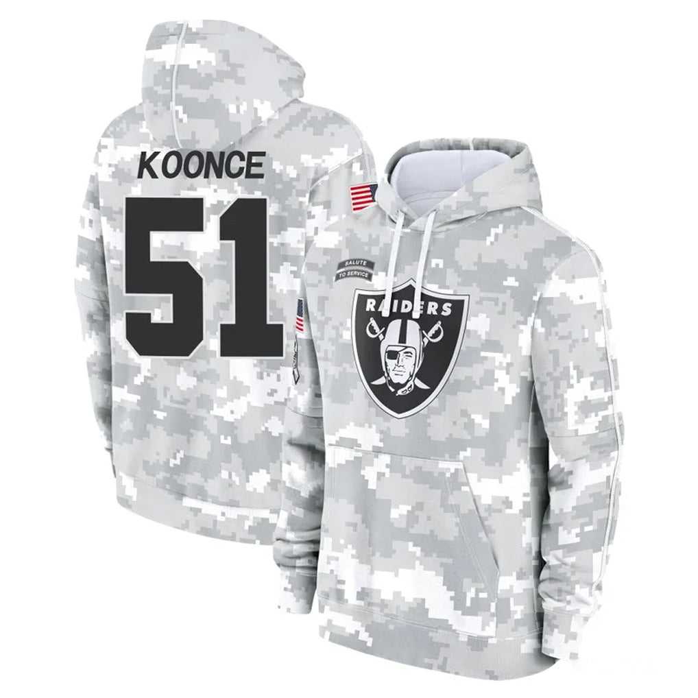 Vanessashop LV.Raiders #51 Malcolm Koonce Player Arctic Camo Salute to Service Hoodies Limited Game Stitched Jerseys