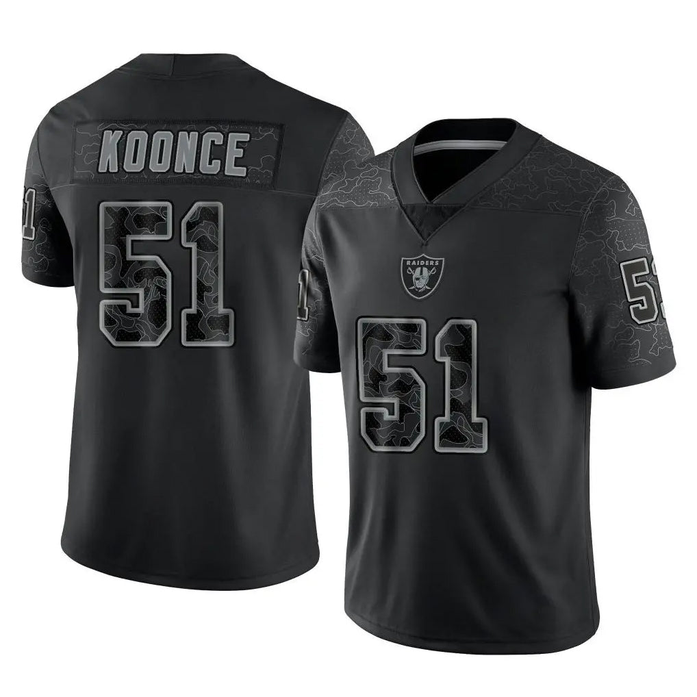 Vanessashop LV.Raiders #51 Malcolm Koonce Player Black Reflective Limited Game Stitched Jerseys
