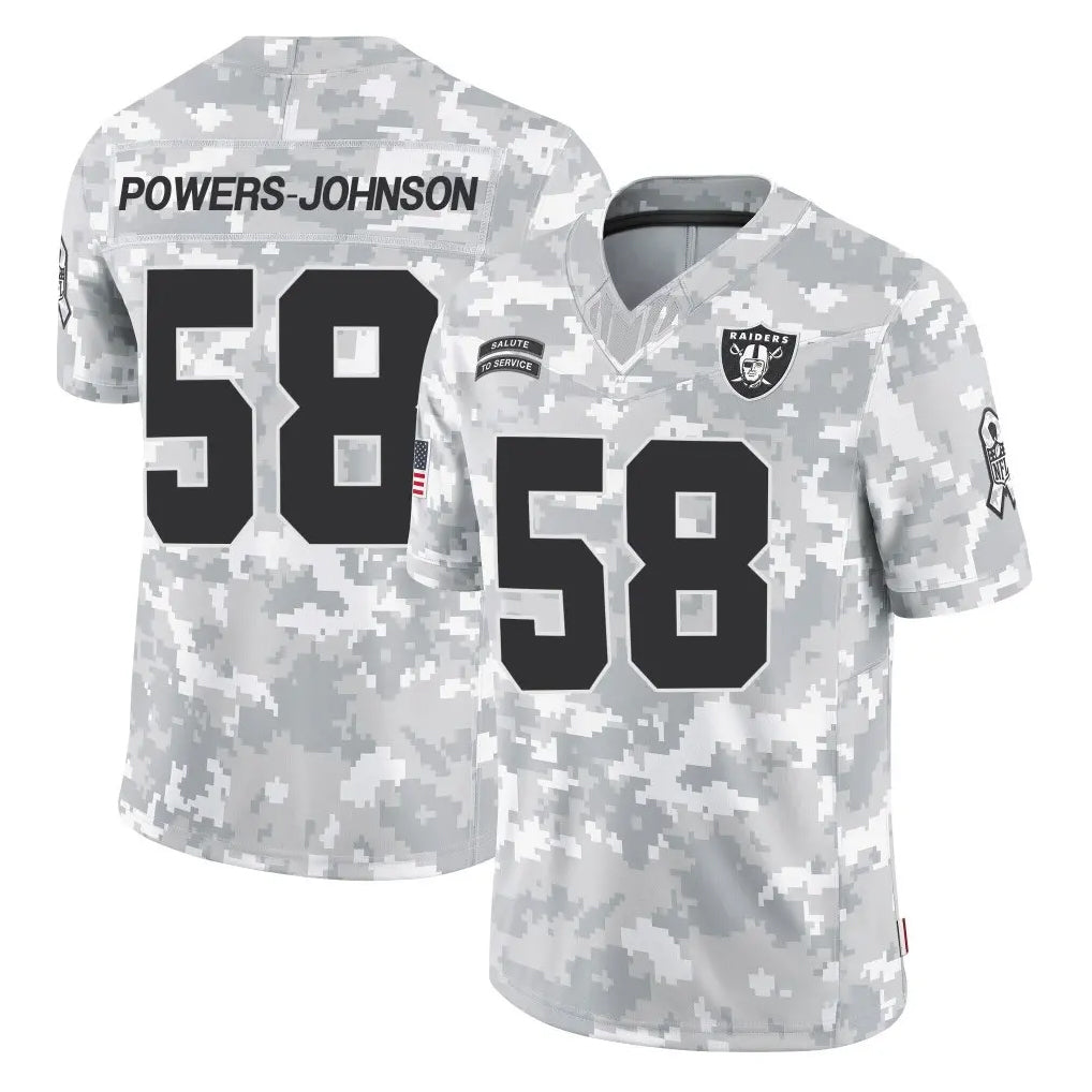 Vanessashop LV.Raiders #58 Jackson Powers-Johnson Player Arctic Camo Salute To Service Limited Game Stitched Jerseys