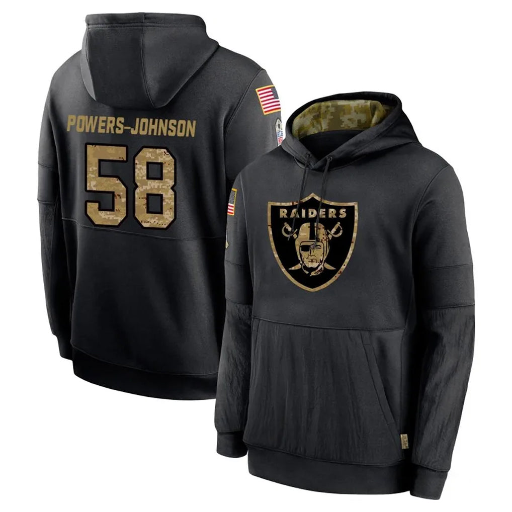 Vanessashop LV.Raiders #58 Jackson Powers-Johnson Player Black Salute to Service Hoodies Limited Game Stitched Jerseys