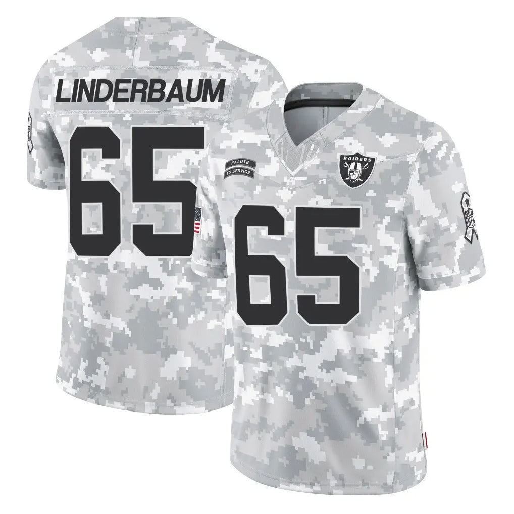 Vanessashop LV.Raiders #65 Tyler Linderbaum Player Arctic Camo Salute To Service Limited Game Stitched Jerseys
