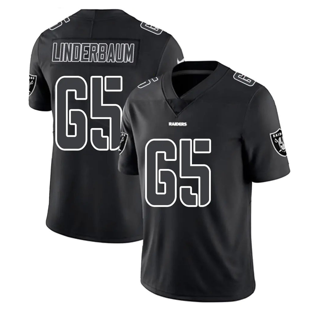 Vanessashop LV.Raiders #65 Tyler Linderbaum Player Black Limited Black Impact Home Game Stitched Jerseys