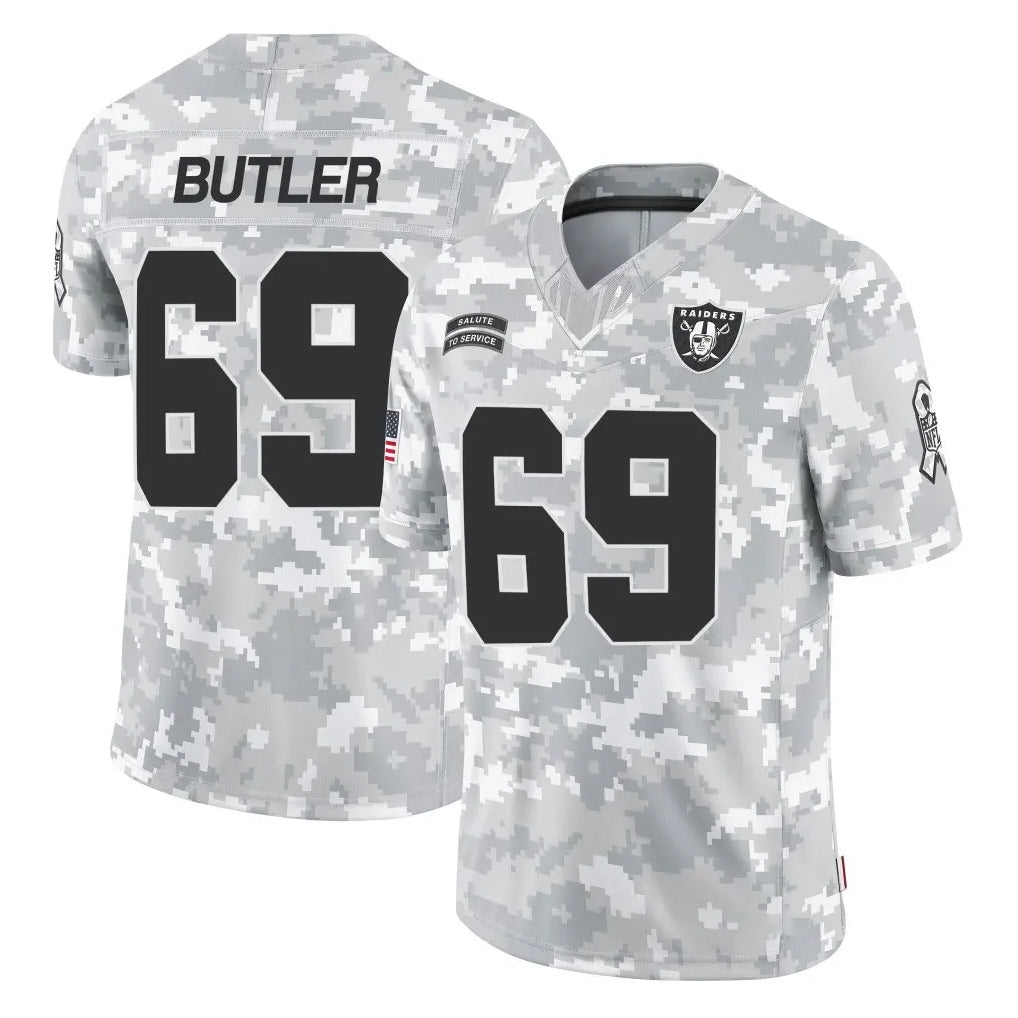 Vanessashop LV.Raiders #69 Adam Butler Player Arctic Camo Salute To Service Limited Game Stitched Jerseys