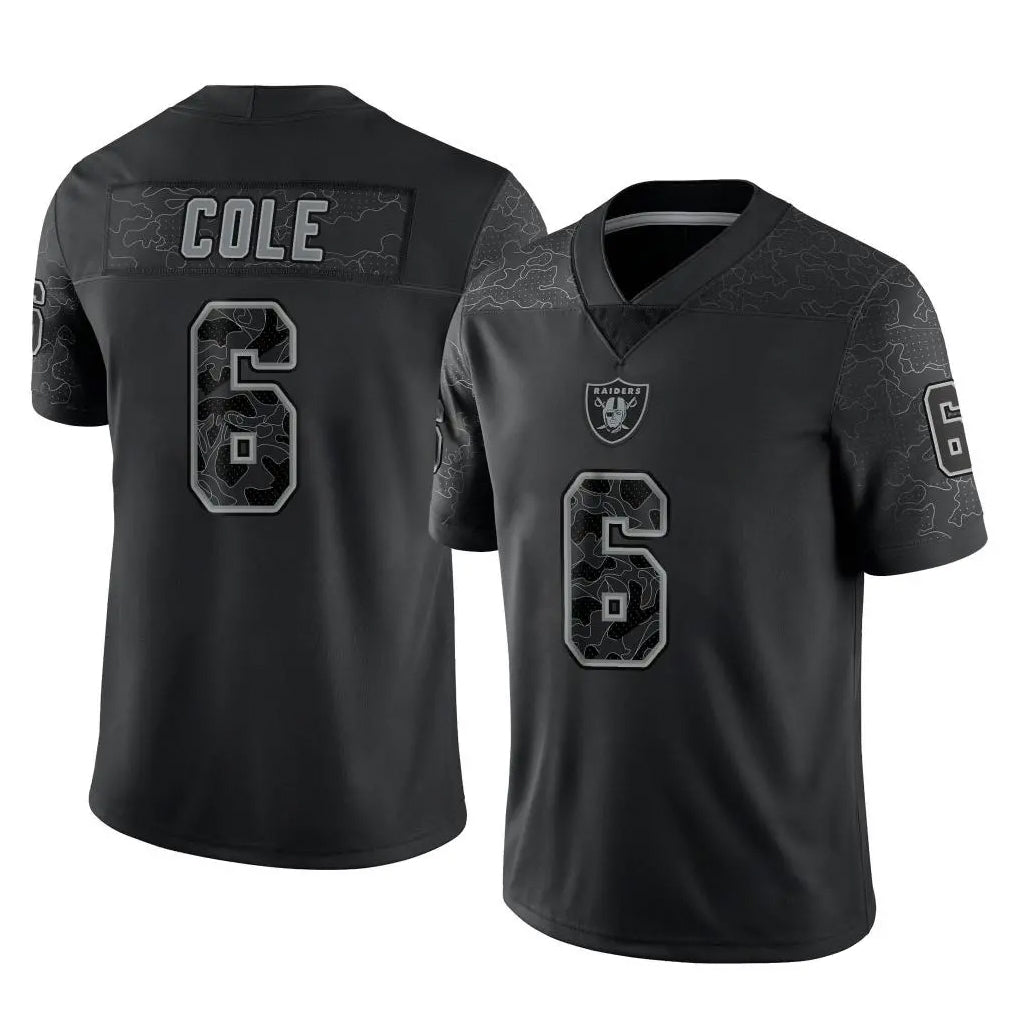 Vanessashop LV.Raiders #6 A.J. Cole Player Black Reflective Limited Game Stitched Jerseys