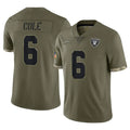 Vanessashop LV.Raiders #6 A.J. Cole Player Olive Salute To Service Limited Stitched Jerseys