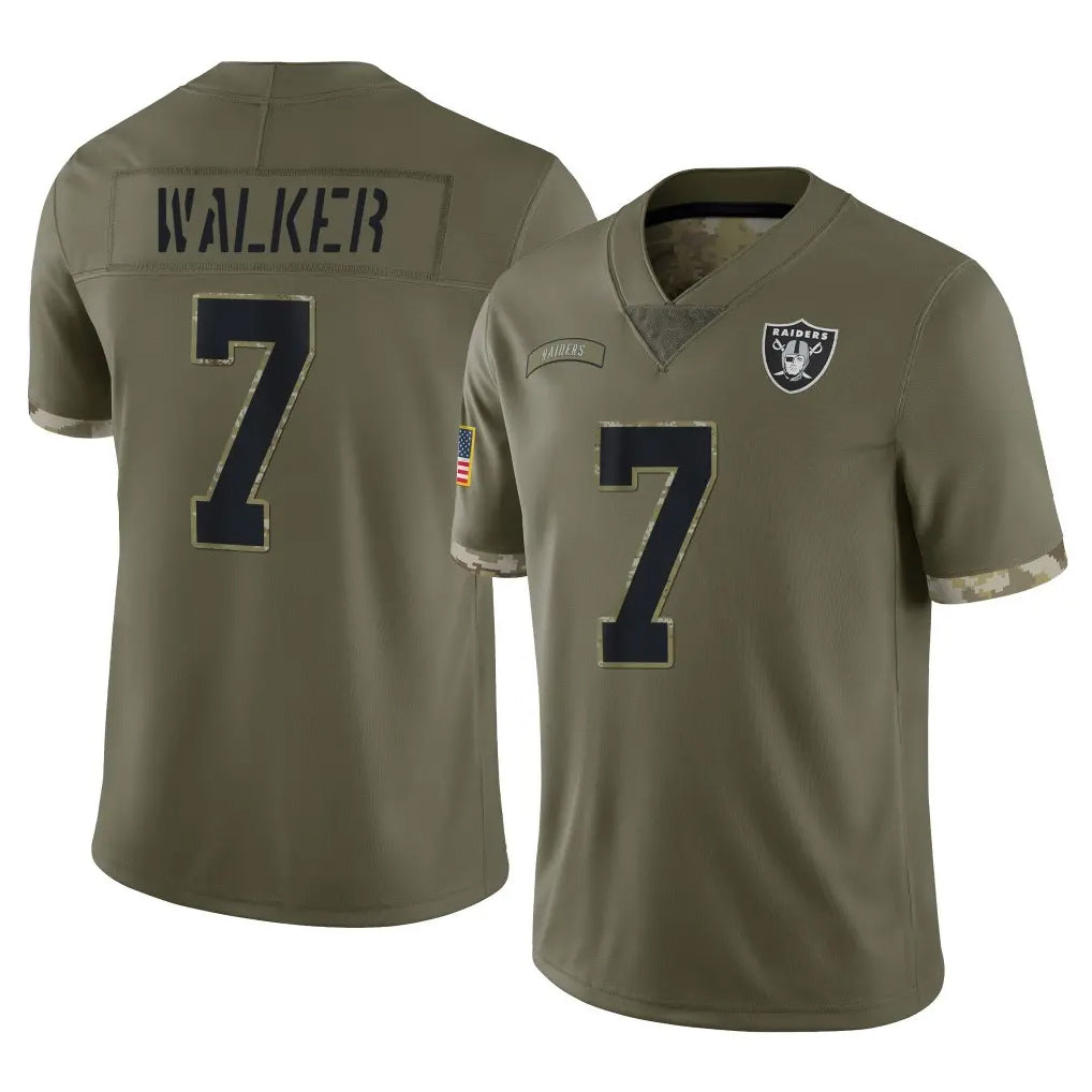 Vanessashop LV.Raiders #7 Quay Walker Player Olive Salute To Service Limited Stitched Jerseys