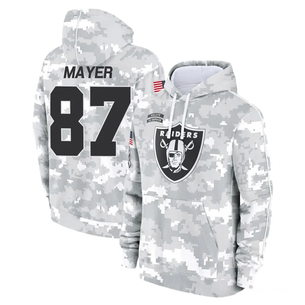 Vanessashop LV.Raiders #87 Michael Mayer Player Arctic Camo Salute to Service Hoodies Limited Game Stitched Jerseys