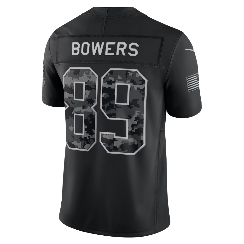 vanessashop LV.Raiders #89 Brock Bowers Black 2026 Salute to Service Stitched Limited Jersey