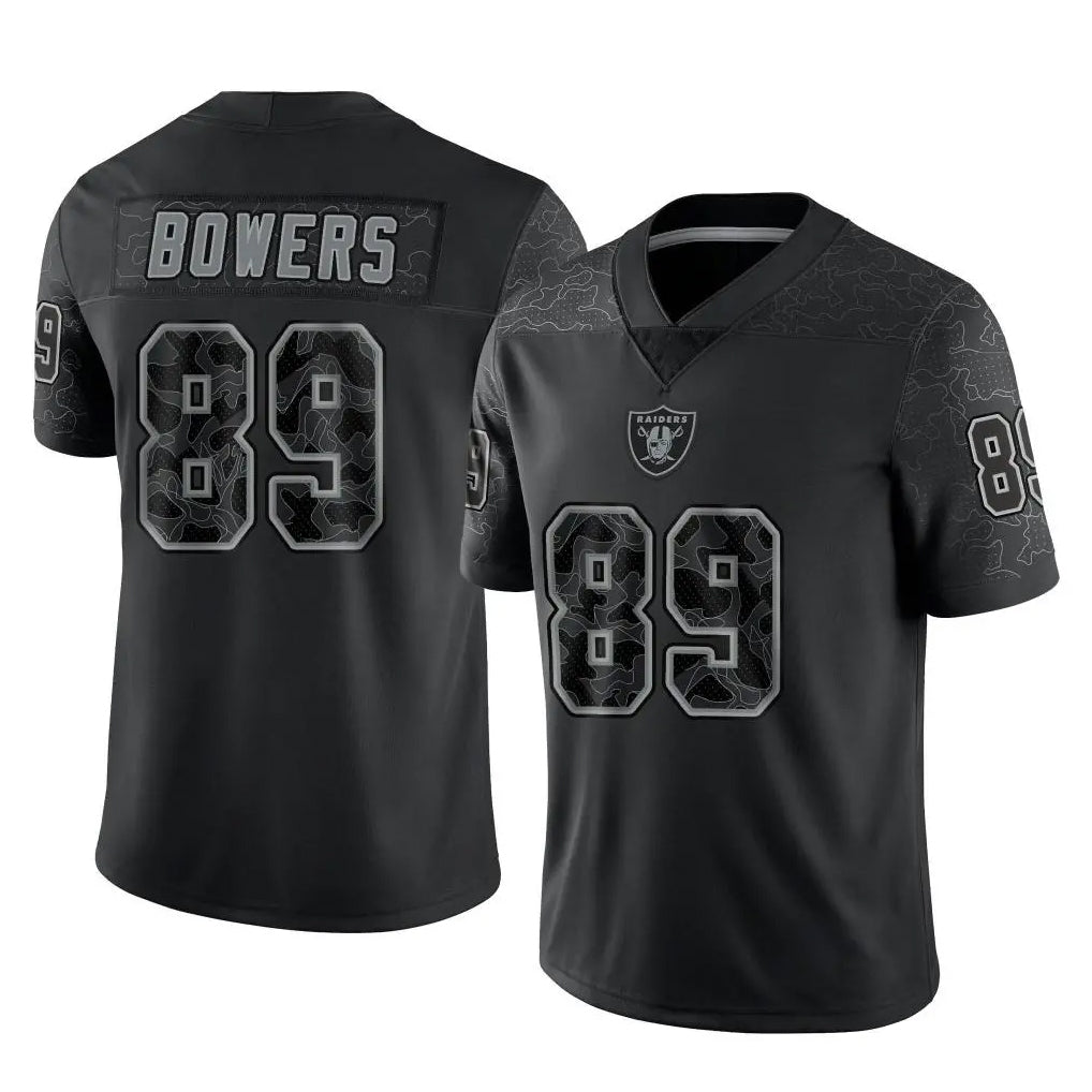 Vanessashop LV.Raiders #89 Brock Bowers Player Black Reflective Limited Game Stitched Jerseys