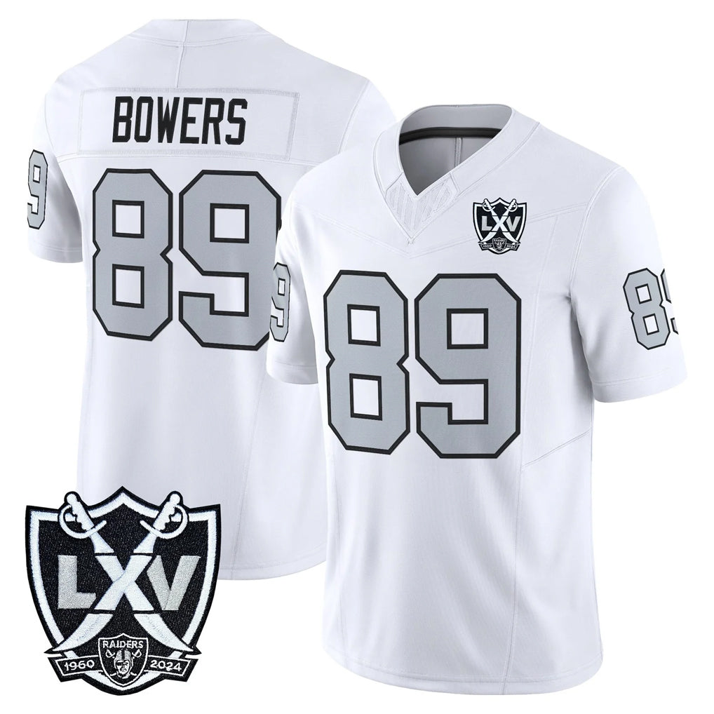 Vanessashop LV.Raiders #89 Brock Bowers Player White 2026 Vapor Limited Home Game Stitched Jerseys