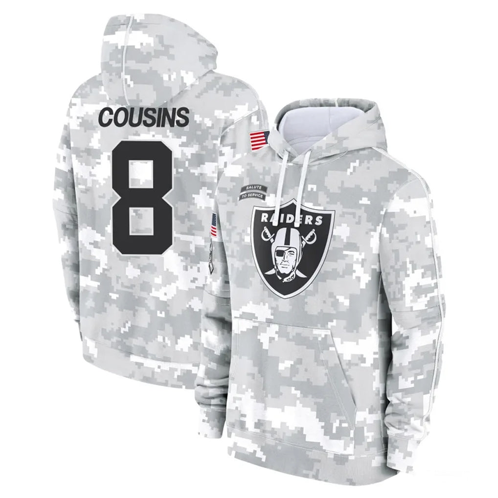 Vanessashop LV.Raiders #8 Kirk Cousins Player Arctic Camo Salute to Service Hoodies Limited Game Stitched Jerseys