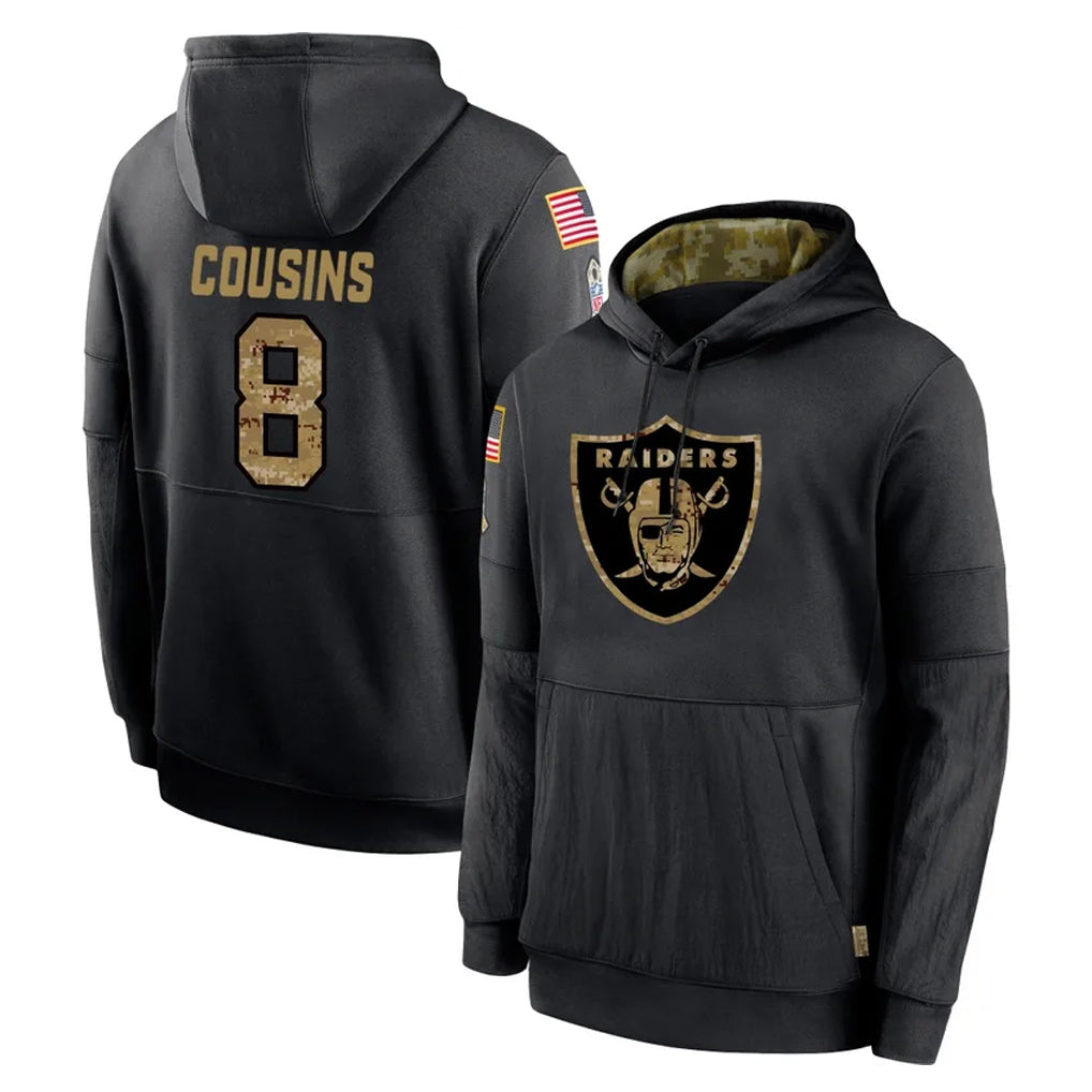 Vanessashop LV.Raiders #8 Kirk Cousins Player Black Salute to Service Hoodies Limited Game Stitched Jerseys
