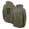 Vanessashop LV.Raiders #8 Kirk Cousins Player Olive Salute to Service Pullover Hoodies Limited Stitched Jerseys