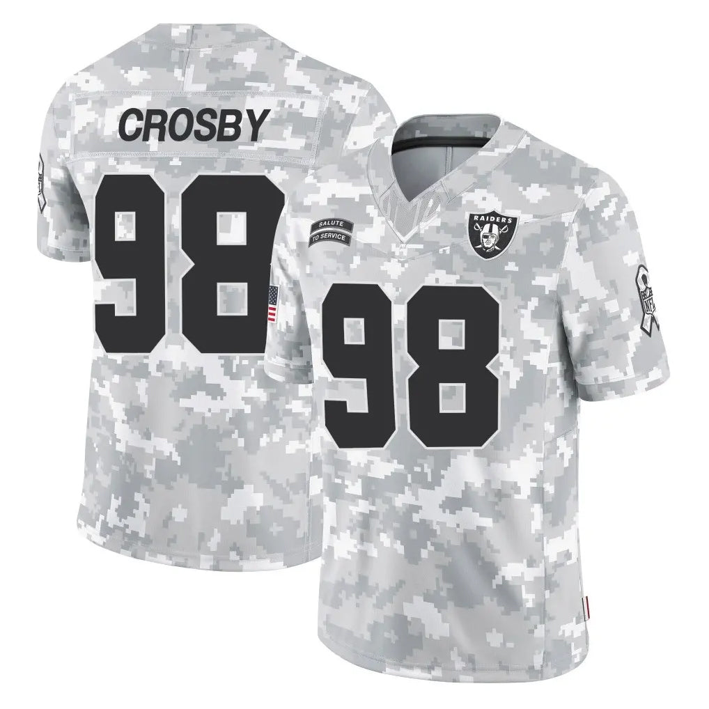Vanessashop LV.Raiders #98 Maxx Crosby Player Arctic Camo Salute To Service Limited Game Stitched Jerseys