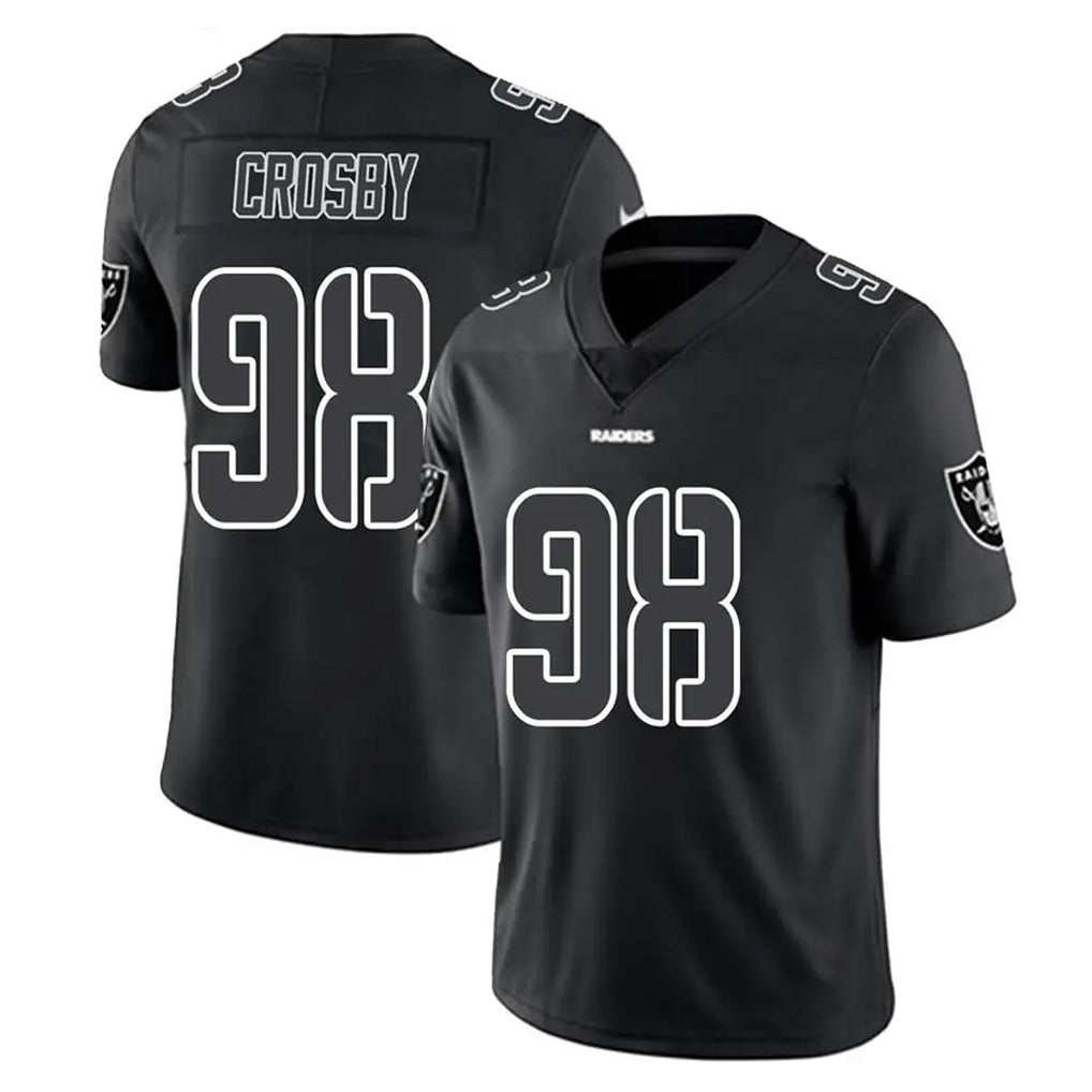 Vanessashop LV.Raiders #98 Maxx Crosby Player Black Limited Black Impact Home Game Stitched Jerseys