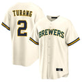 Vanessashop M.Brewers #2 Brice Turang Player Cream Home Game Stitched Jerseys
