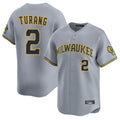 Vanessashop M.Brewers #2 Brice Turang Player Gray Home Limited Stitched Jerseys