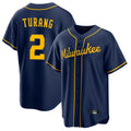 Vanessashop M.Brewers #2 Brice Turang Player Navy Home Game Stitched Jerseys