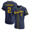 Vanessashop M.Brewers #2 Brice Turang Player Navy Home Limited Elite Stitched Jerseys