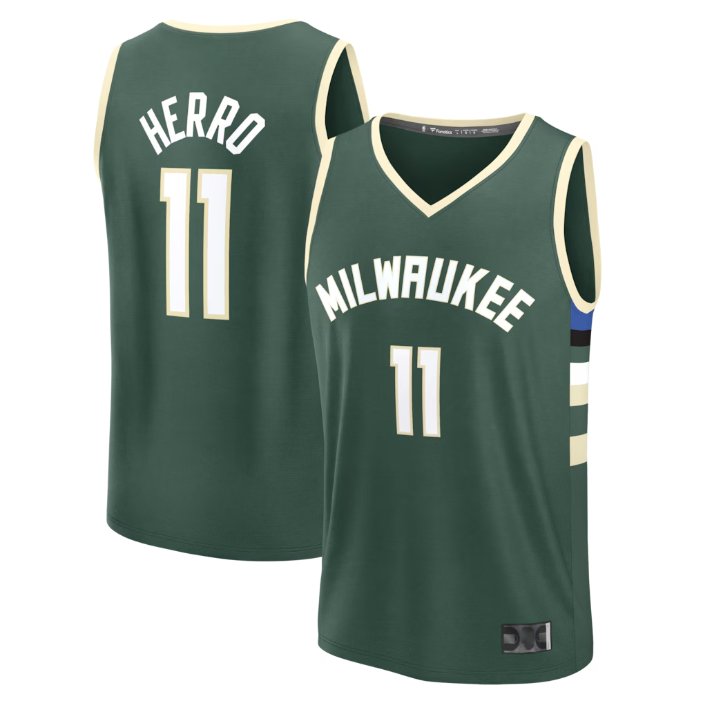 Vanessashop M.Bucks #11 Tyler Herro  Hunter Green Fast Break Replica Jerseys - Icon Edition
