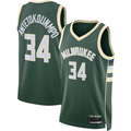 Vanessashop M.Bucks #34 Giannis Antetokounmpo Hunter Green Swingman Jerseys - Icon Edition