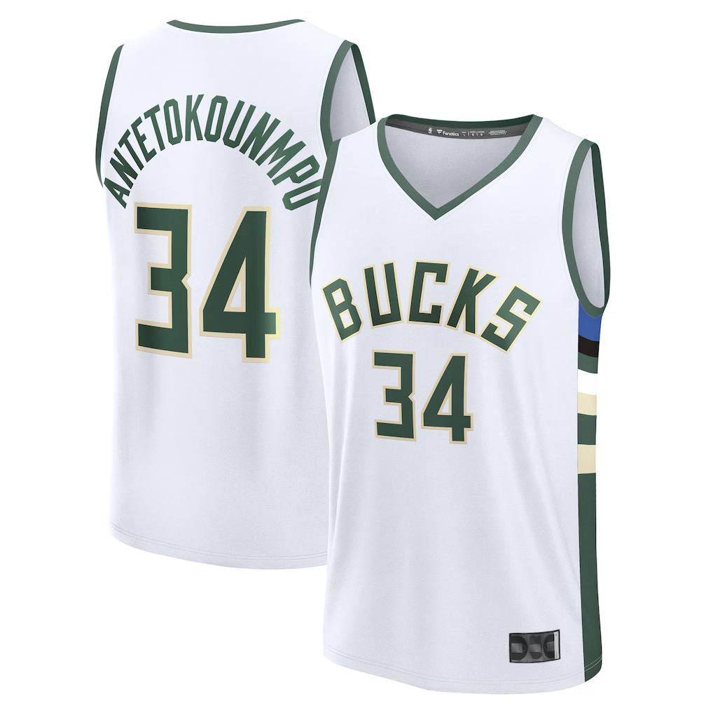 Vanessashop M.Bucks #34 Giannis Antetokounmpo  White Fast Break Replica Player Jerseys - Association Edition