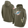Vanessashop M.Dolphins Olive Salute to Service Pullover Hoodies Home Game Blank Player Stitched Jerseys