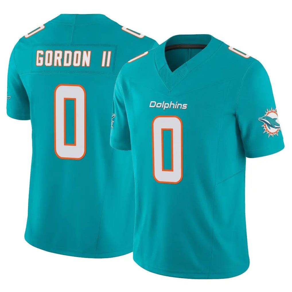 Vanessashop M.Dolphins #0 Ollie Gordon II Player Aqua Limited Vapor F.U.S.E. Home Game Stitched Jerseys