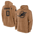 Vanessashop M.Dolphins #0 Ollie Gordon II Player Brown Salute to Service Hoodies Limited Game Stitched Jerseys