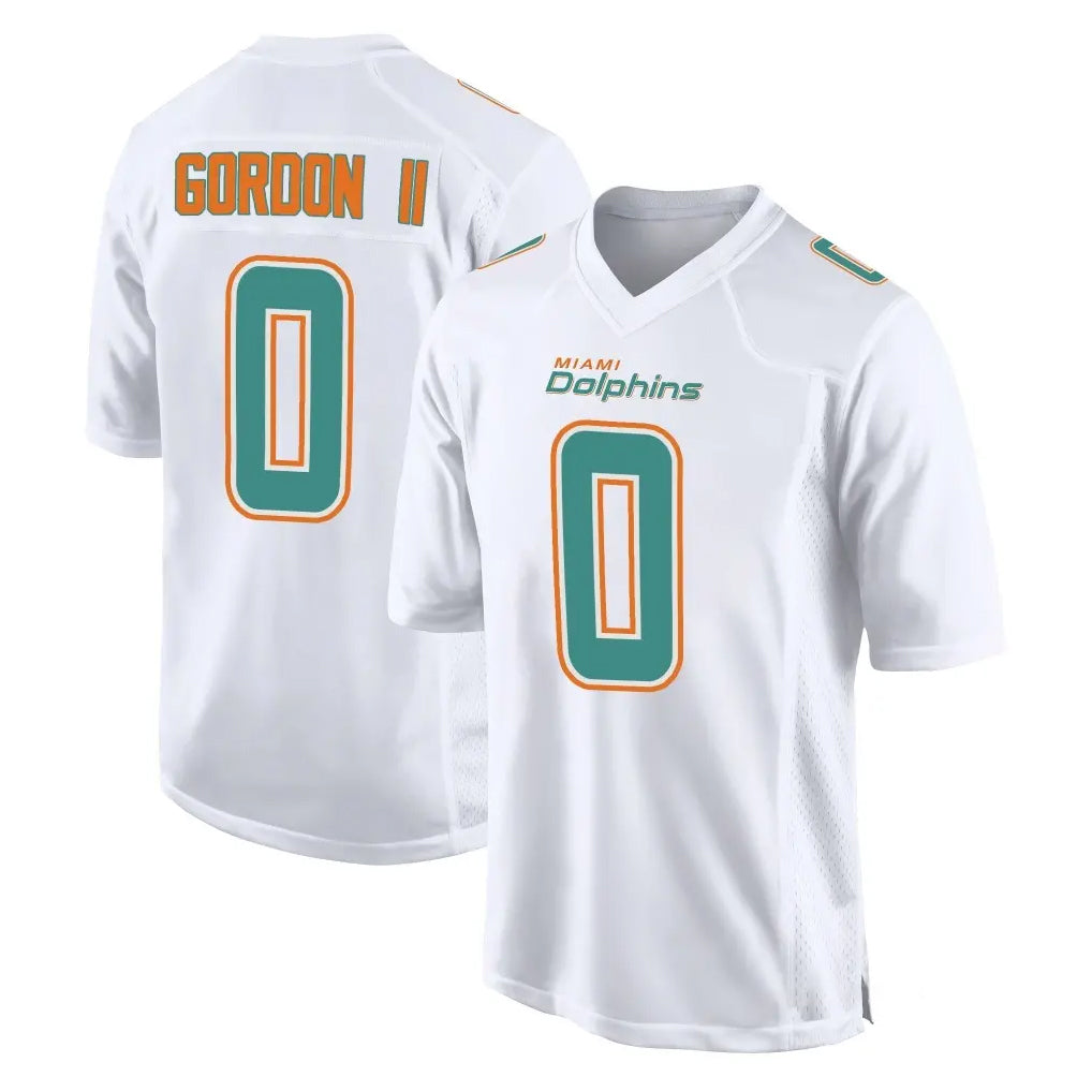 Vanessashop M.Dolphins #0 Ollie Gordon II Player White Fashion Home Game Stitched Jerseys