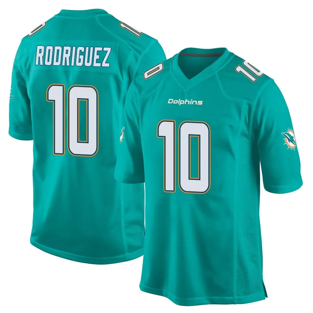 Vanessashop M.Dolphins #10 Jacob Rodriguez Player Aqua Team Color Home Game Stitched Jerseys