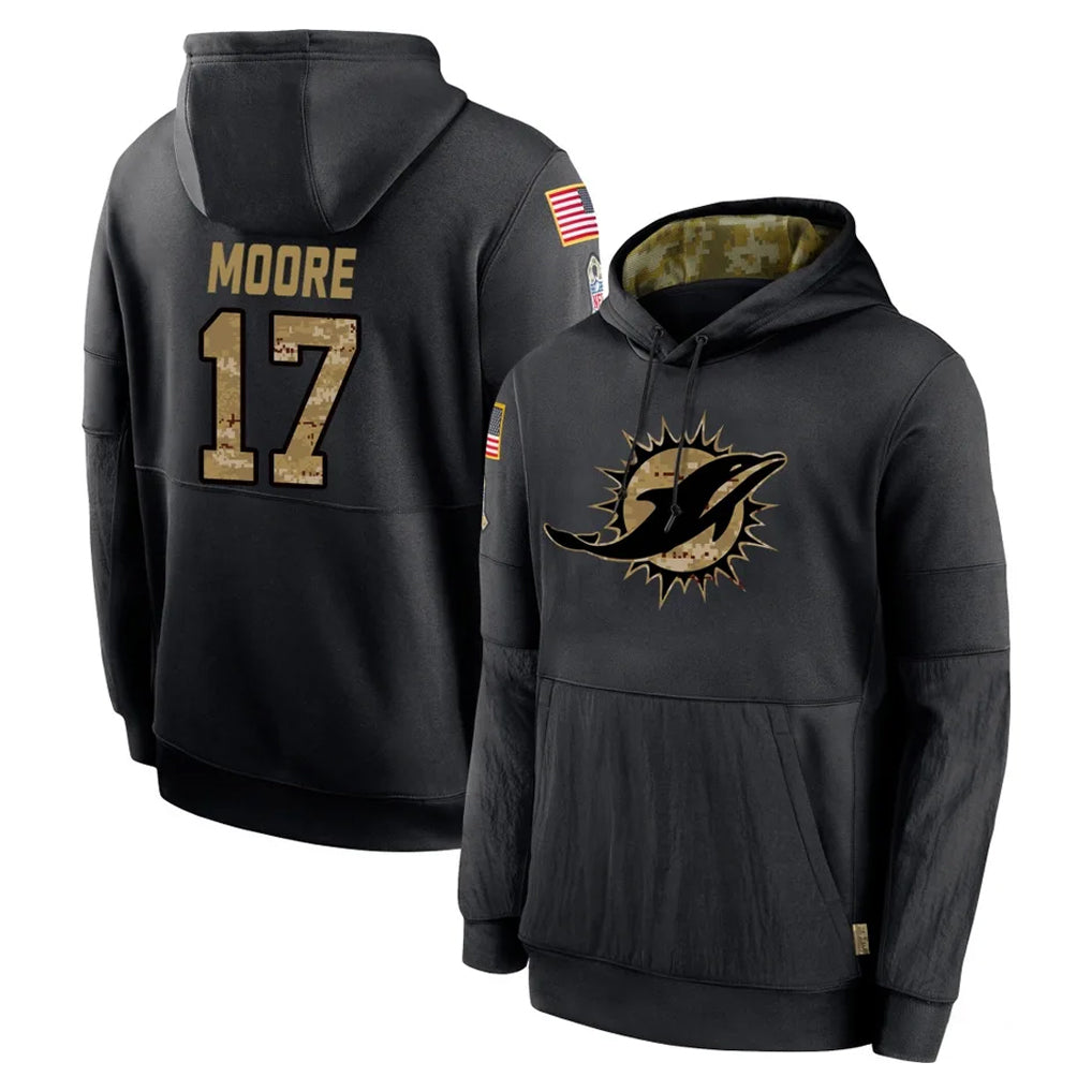 Vanessashop M.Dolphins #17 Trey Moore Player Black Salute to Service Hoodies Limited Game Stitched Jerseys