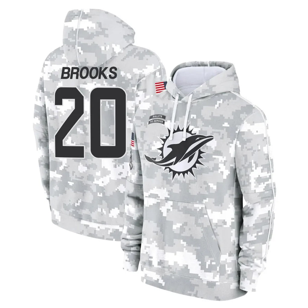 Vanessashop M.Dolphins #20 Jordyn Brooks Player Arctic Camo Salute to Service Hoodies Limited Game Stitched Jerseys