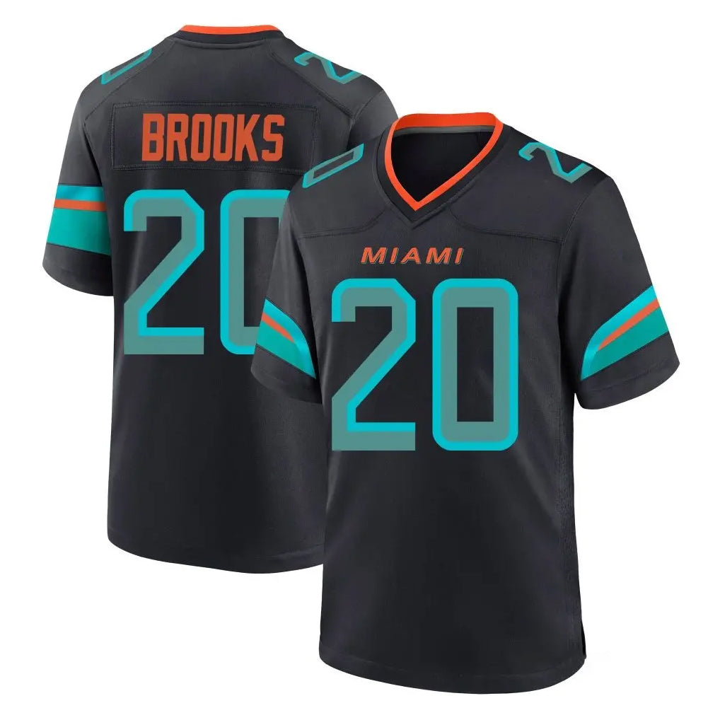 Vanessashop M.Dolphins #20 Jordyn Brooks Player Black Pitch Rivalries Collection Home Game Stitched Jerseys