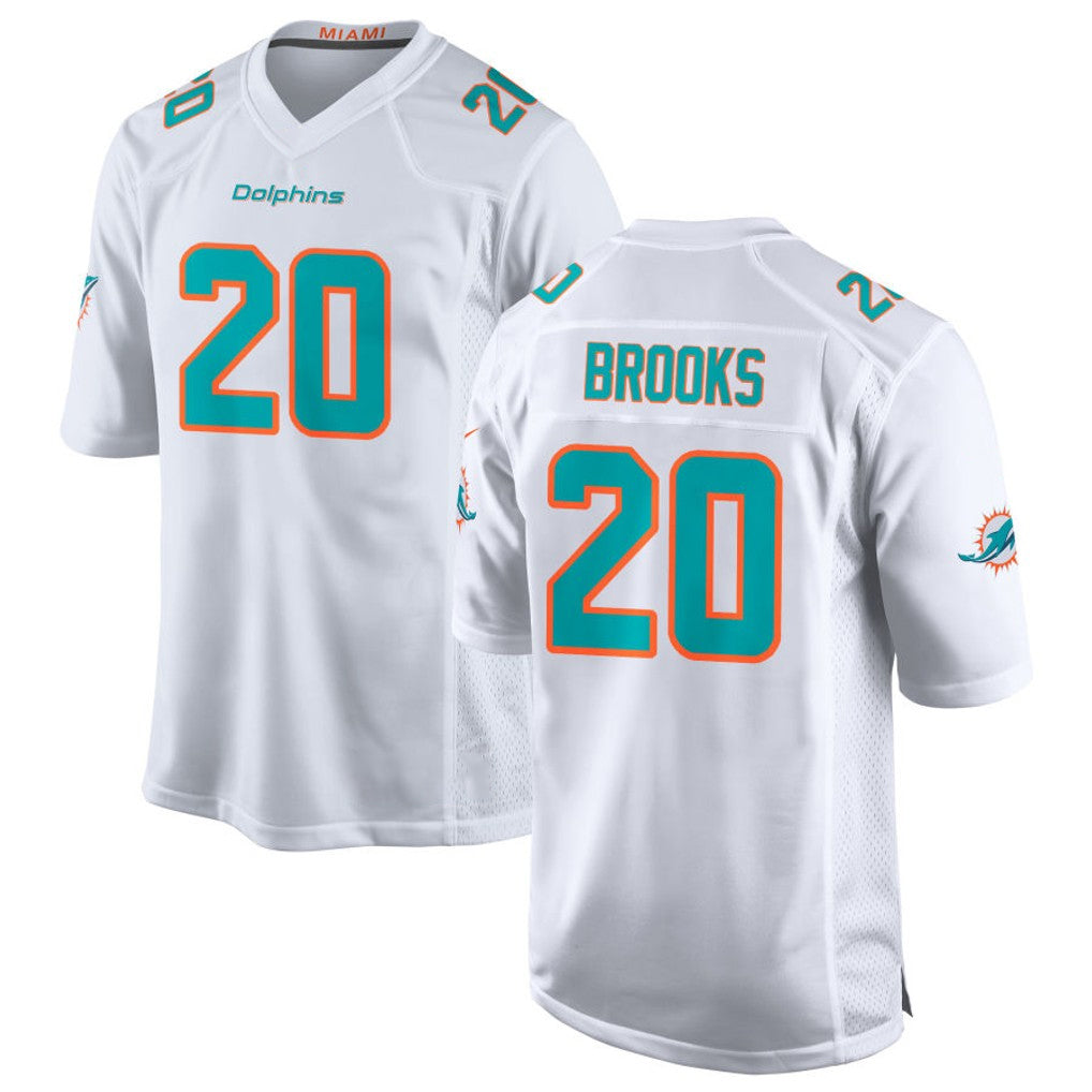 Vanessashop M.Dolphins #20 Jordyn Brooks Player White Home Game Stitched Jerseys