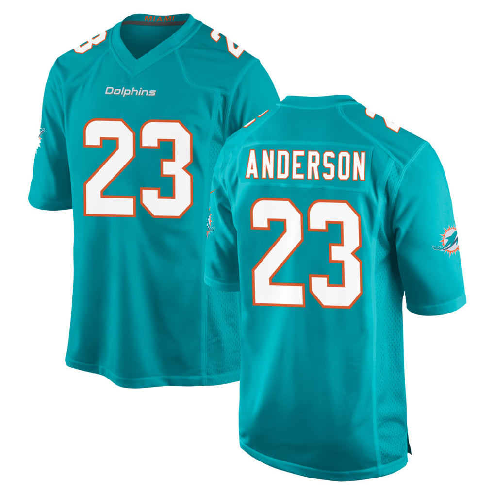 Vanessashop M.Dolphins #23 Zayne Anderson Player Aqua Home Game Stitched Jerseys