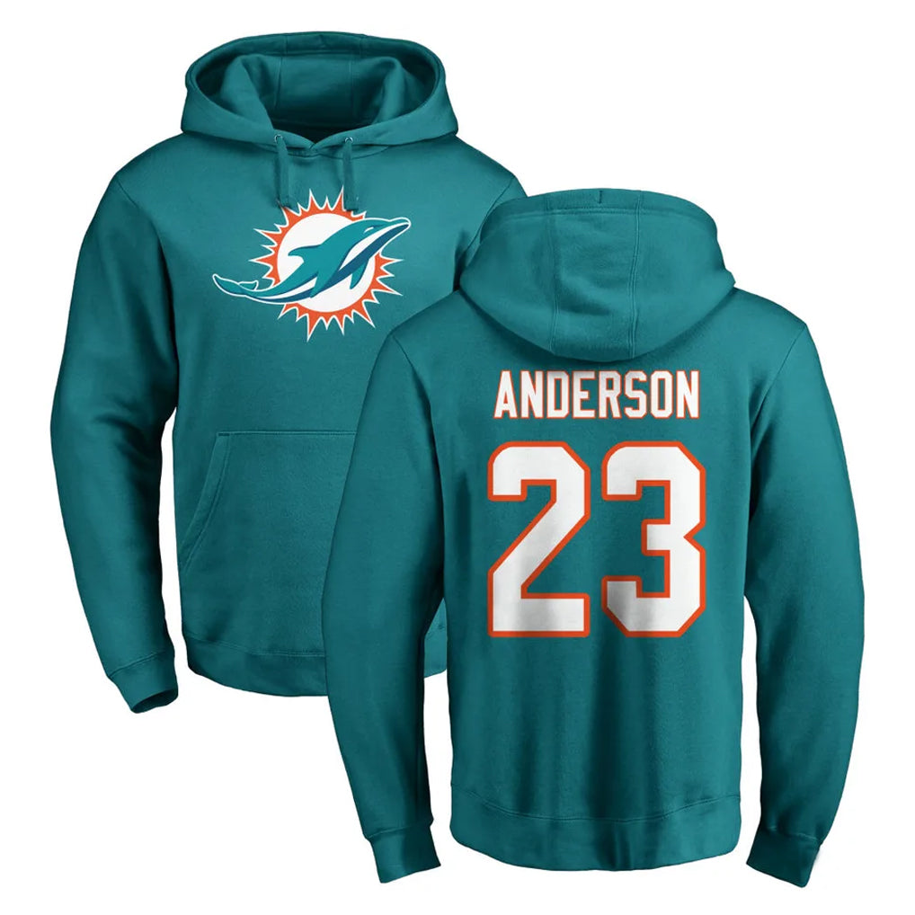 Vanessashop M.Dolphins #23 Zayne Anderson Player Aqua LOGO Pullover Hoodies Limited Stitched Jerseys