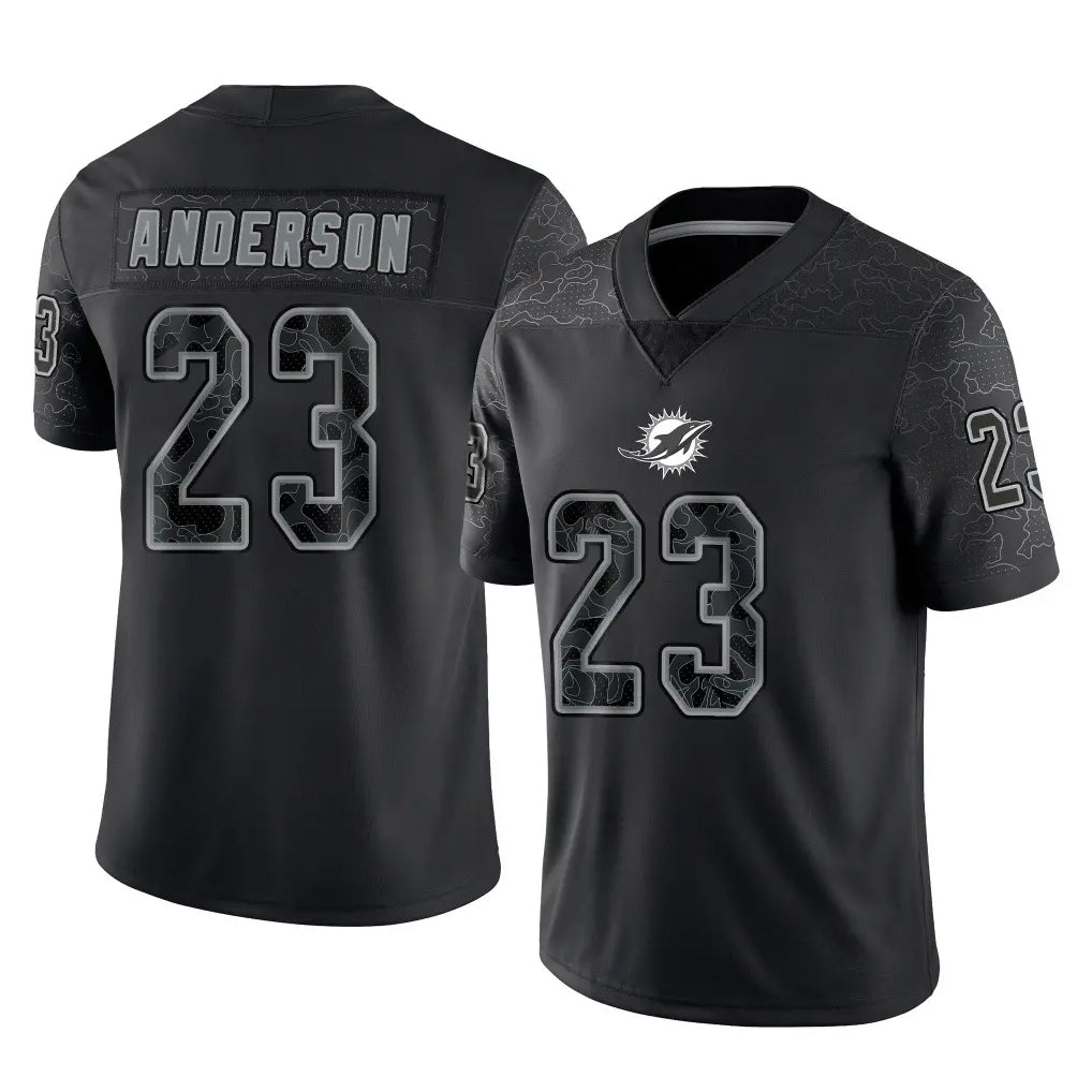 Vanessashop M.Dolphins #23 Zayne Anderson Player Black Reflective Limited Game Stitched Jerseys