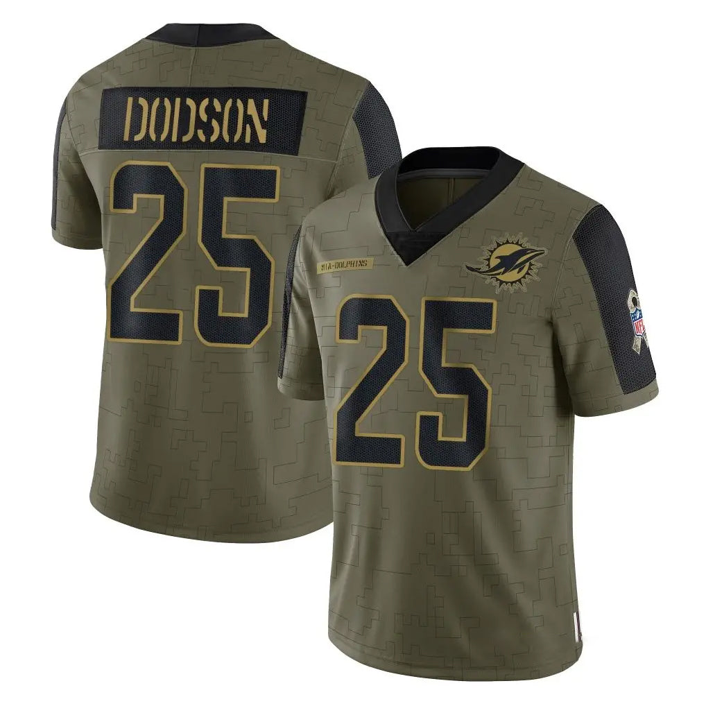 Vanessashop M.Dolphins #25 Tyrel Dodson Player Olive Salute To Service Limited Game Stitched Jerseys