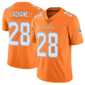 Vanessashop M.Dolphins #28 De'Von Achane Player Orange Limited Home Game Stitched Jerseys