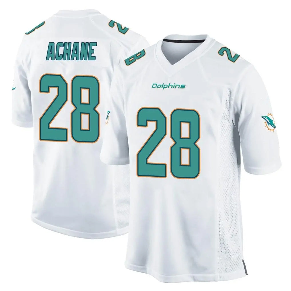 Vanessashop M.Dolphins #28 De'Von Achane Player White Fashion Home Game Stitched Jerseys