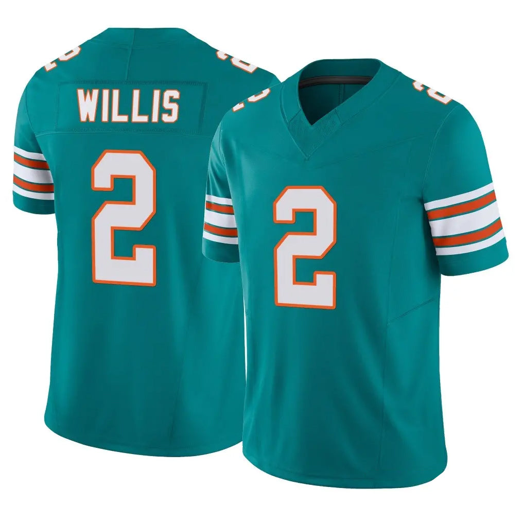 Vanessashop M.Dolphins #2 Malik Willis Player Aqua Limited Alternate Vapor F.U.S.E. Home Game Stitched Jerseys