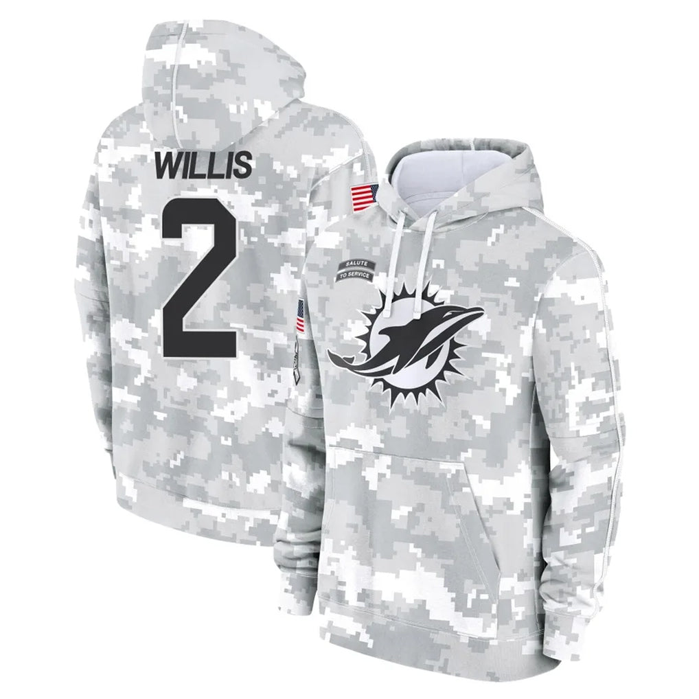 Vanessashop M.Dolphins #2 Malik Willis Player Arctic Camo Salute to Service Hoodies Limited Game Stitched Jerseys