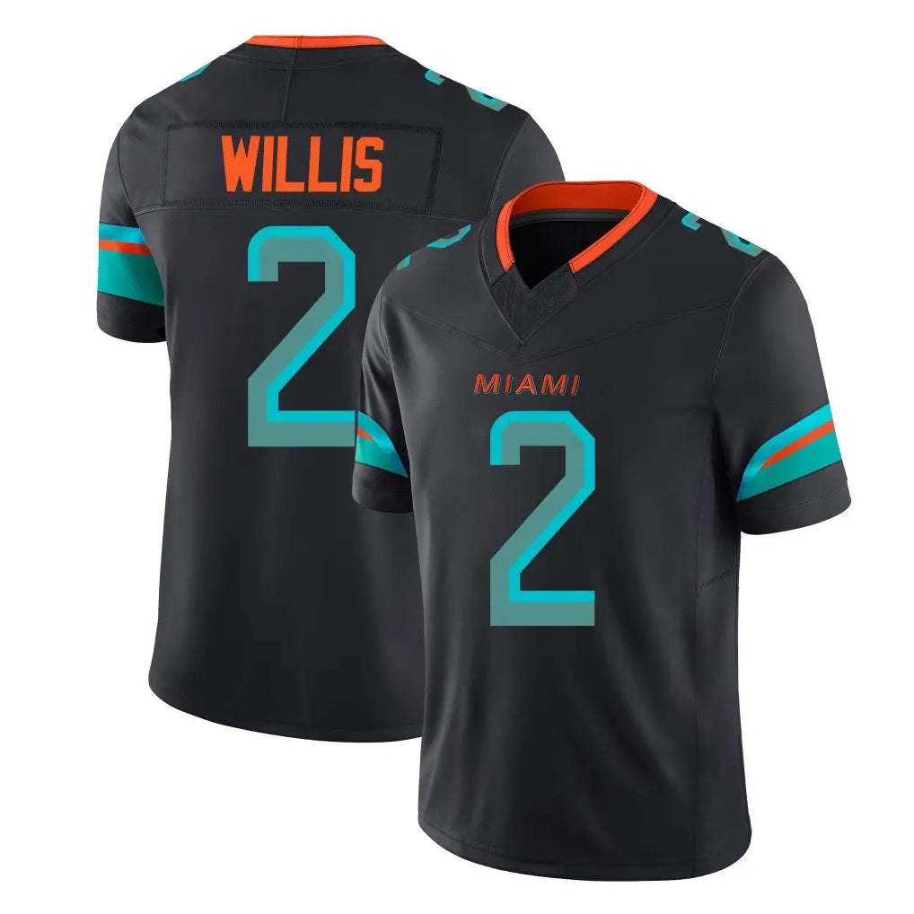 Vanessashop M.Dolphins #2 Malik Willis Player Black Limited Pitch Rivalries Collection Home Game Stitched Jerseys