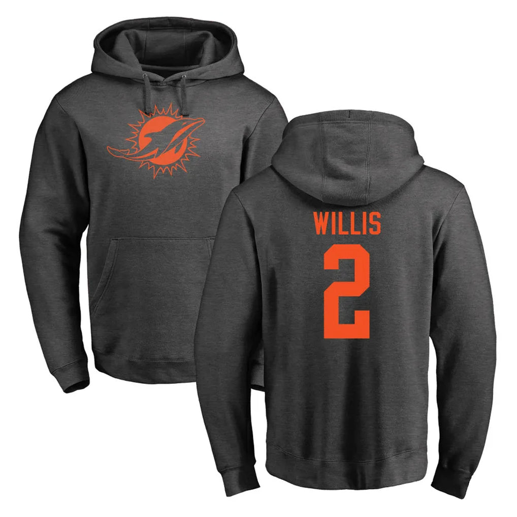 Vanessashop M.Dolphins #2 Malik Willis Player Darkgray Pullover Hoodies Limited Stitched Jerseys