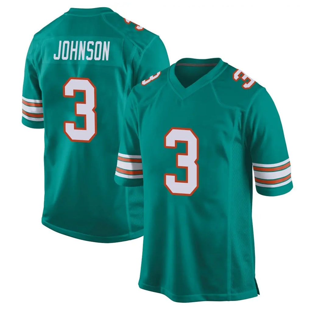 Vanessashop M.Dolphins #3 Chris Johnson Player Aqua Alternate Home Game Stitched Jerseys