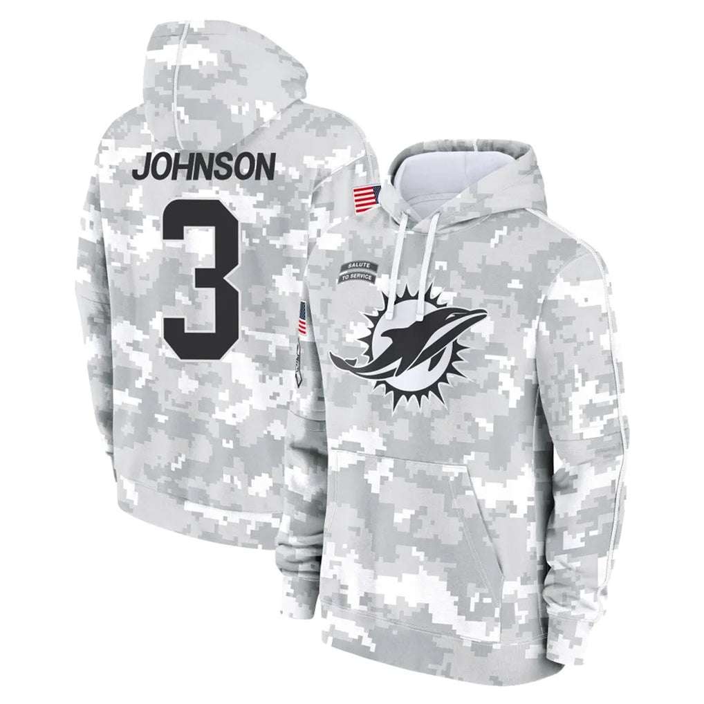 Vanessashop M.Dolphins #3 Chris Johnson Player Arctic Camo Salute to Service Hoodies Limited Game Stitched Jerseys