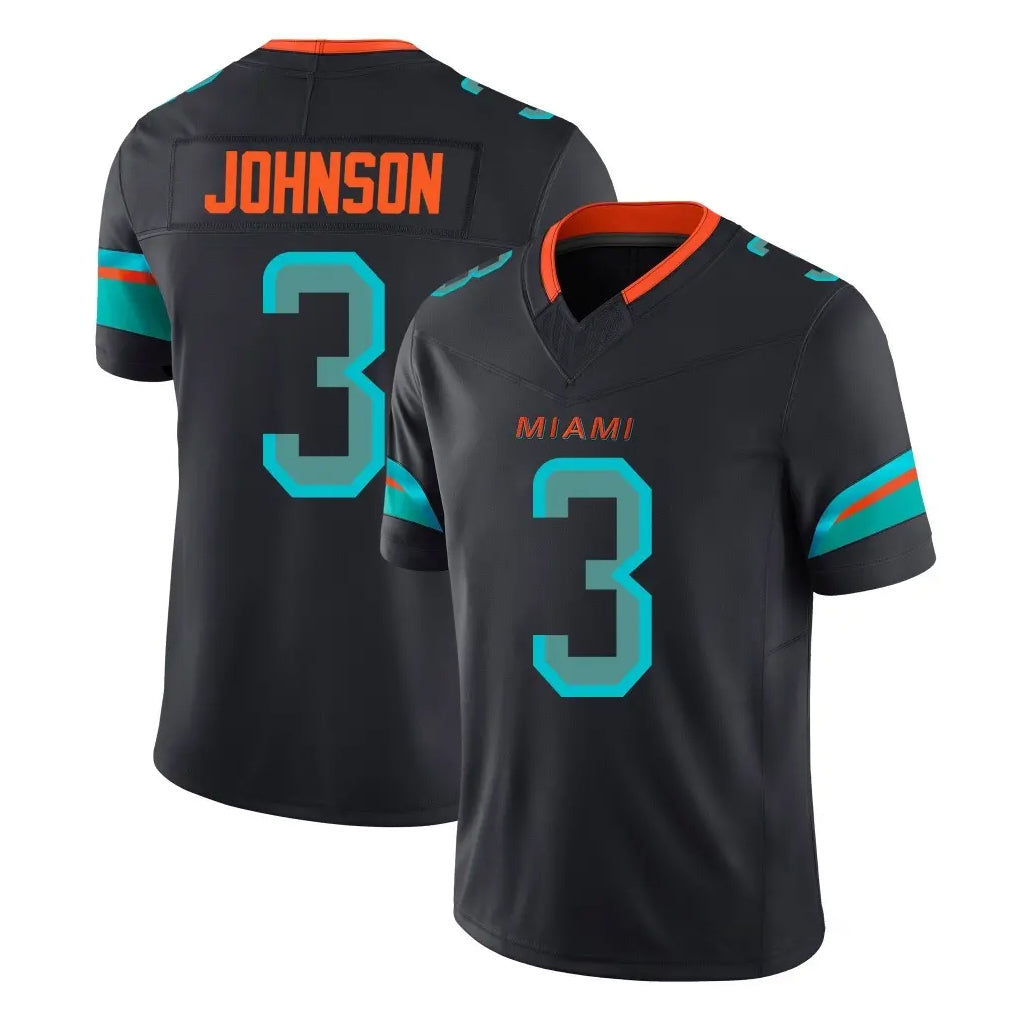 Vanessashop M.Dolphins #3 Chris Johnson Player Black Limited Pitch Rivalries Collection Home Game Stitched Jerseys