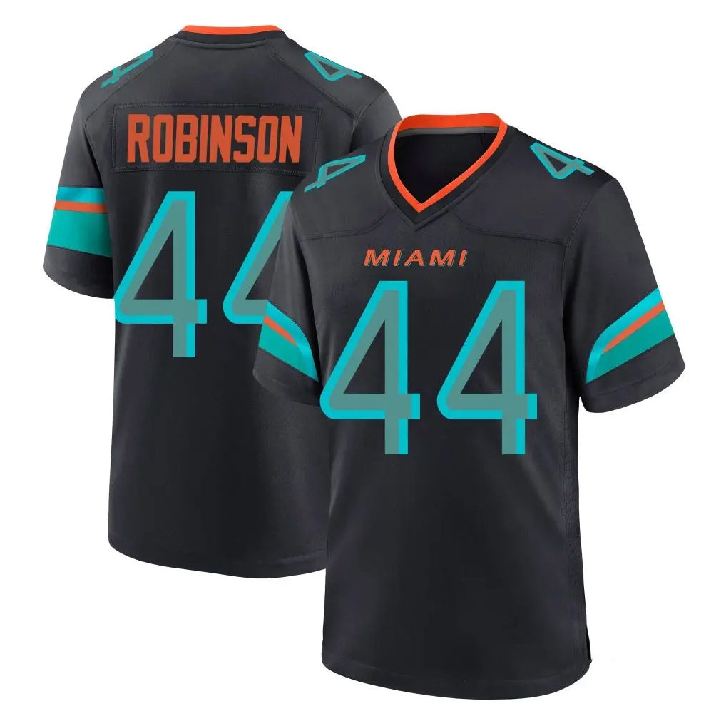 Vanessashop M.Dolphins #44 Chop Robinson Player Black Pitch Rivalries Collection Home Game Stitched Jerseys